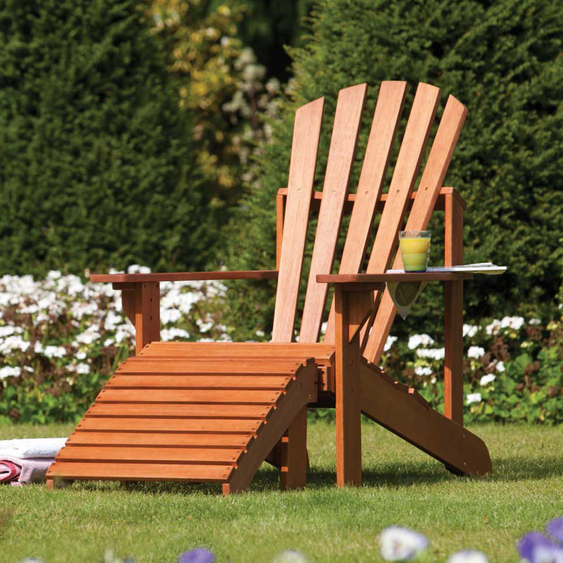 Rowlinson Wood Adirondack Chair with Ottoman Wayfair